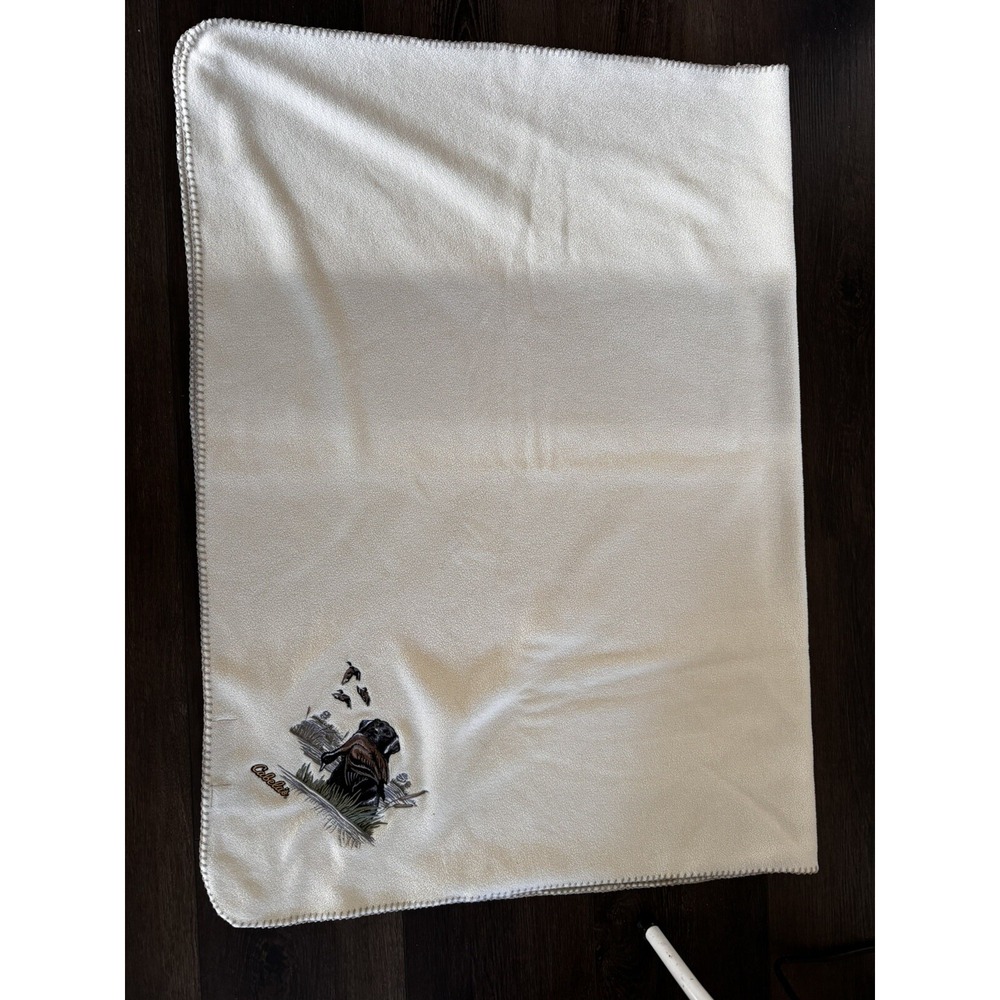 Dog And Ducks Embroidery Throw 42"x60" Cream Color By Cabelas - Picture 4 of 7